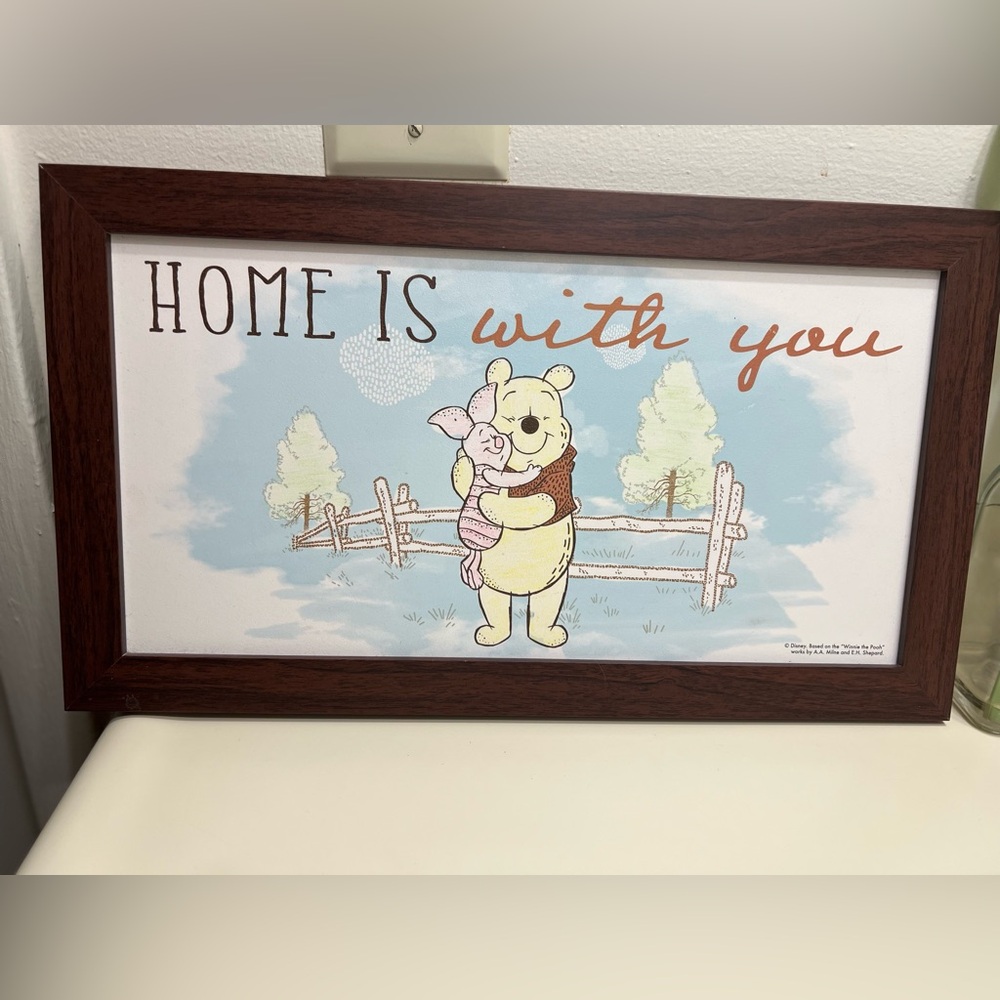 Winnie the Pooh Home Wall Decor with Brown Frame